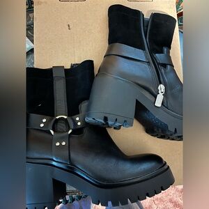 Blondo brand black waterproof moto boots, size 8